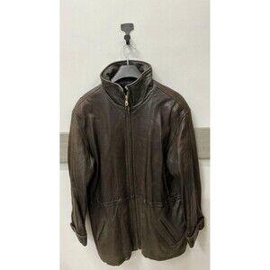 MARC NEW YORK Men Large LEATHER Jacket Lined Coat Full Zip  Brown Top Gun Pilot